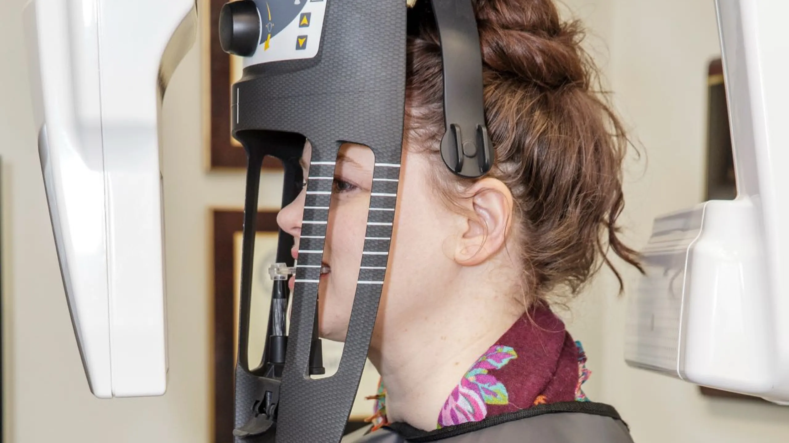 A patient being x-rayed