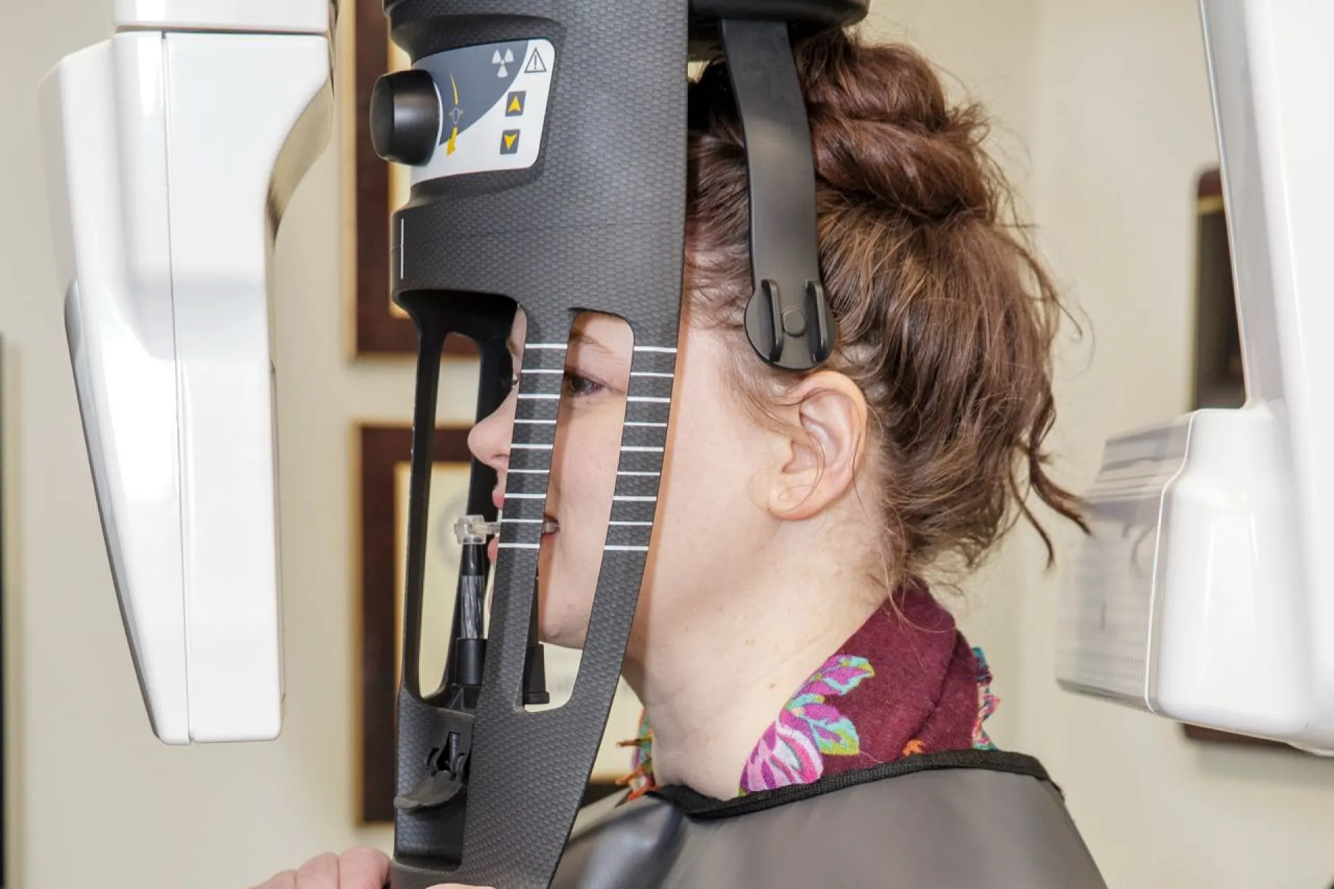 A patient being x-rayed