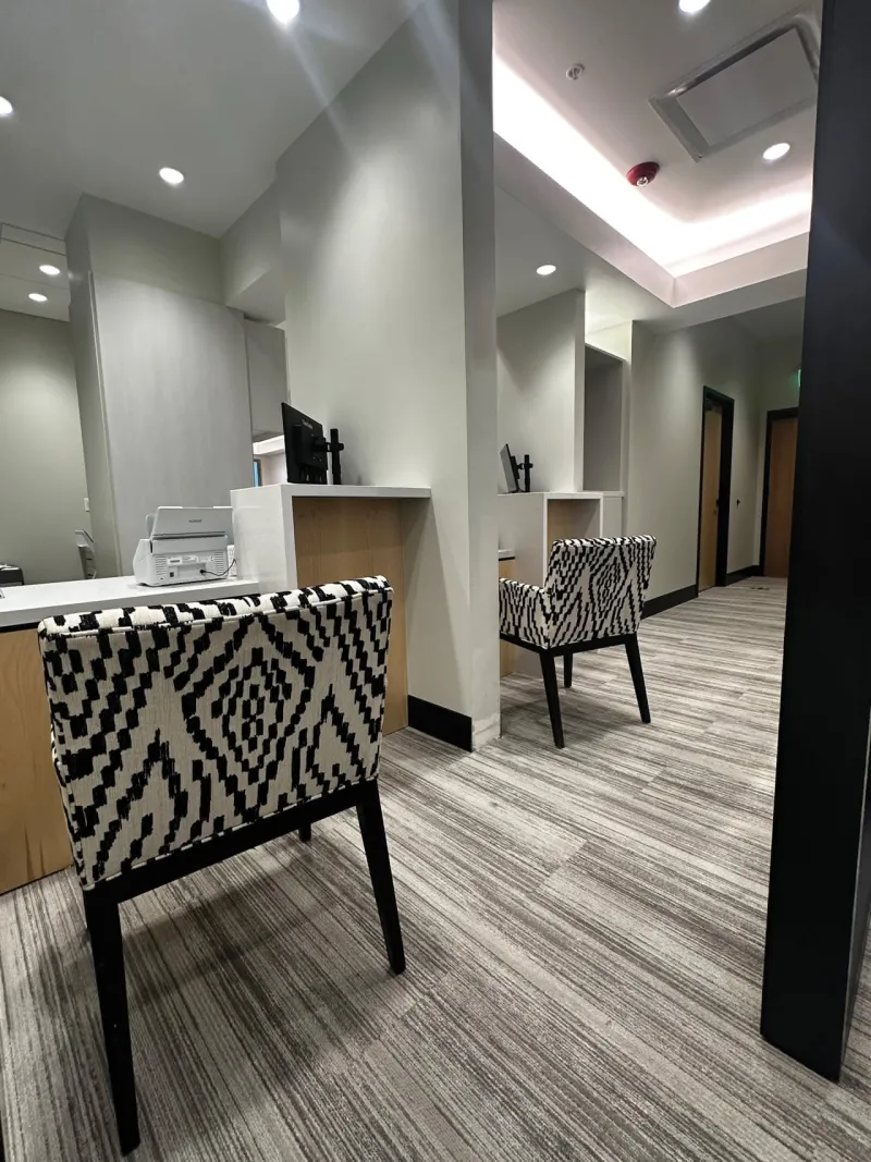 Desks with chair with an intricate pattern