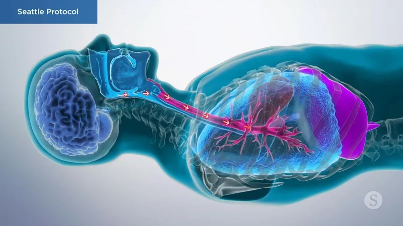 A video still - Seattle Protocol with an image showing a person laying down and the airflow coming in.